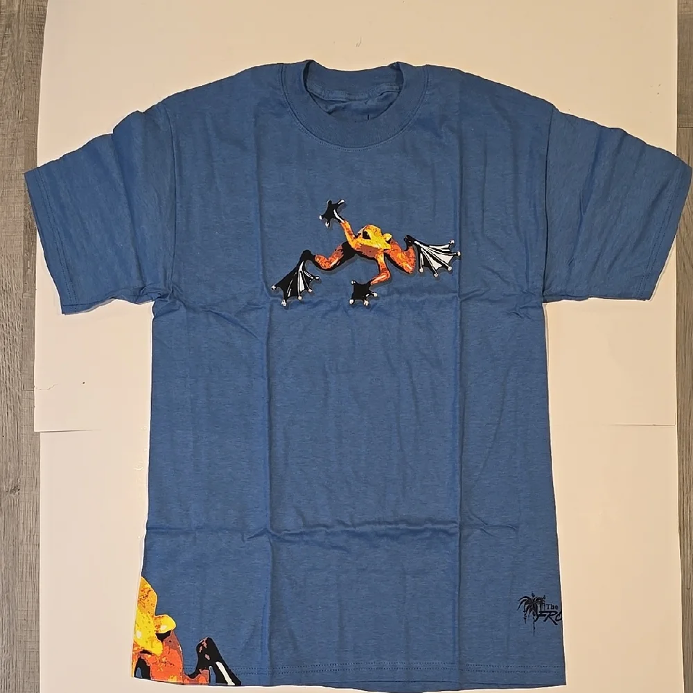 Frogman Blue Graphic T-Shirt with Colorful Frog Print, New Size S - Picture 1 of 6